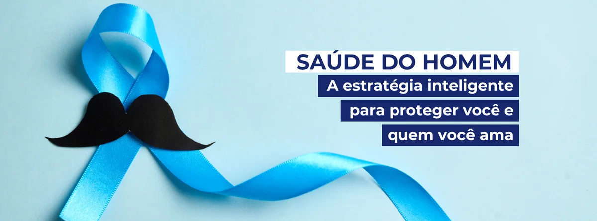Laço azul representando cuidado, saúde e proteção financeira do homem